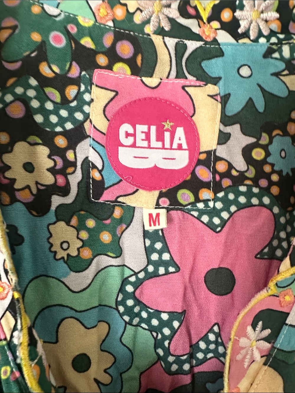 CeliaB Pink & Green Floral Wrap Midi Dress - Picture 7 of 9